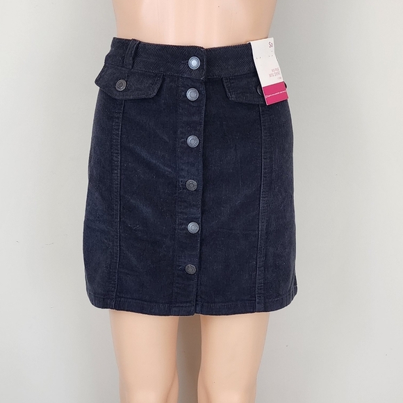 So Corduroy Botton Front  Mid Rise Mini Skirt - Picture 1 of 10